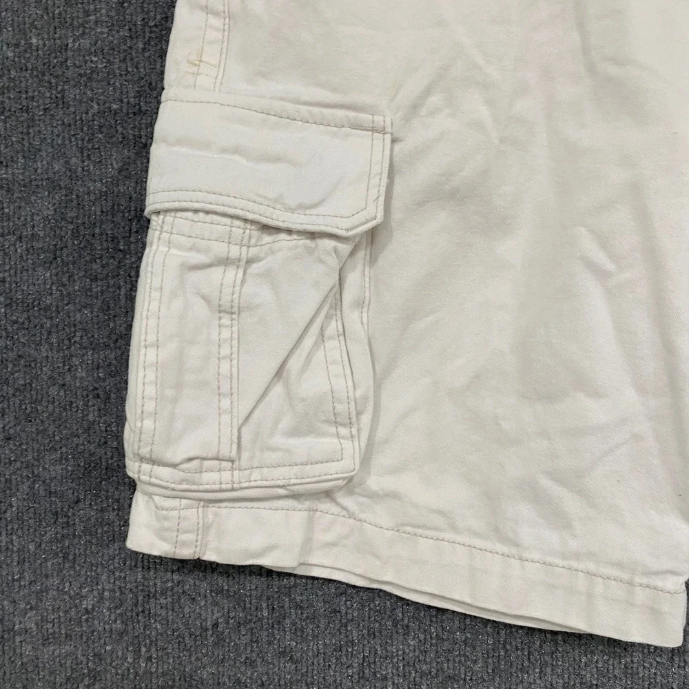 Aeropostale Mens Authentic Cargo Shorts Off White Cream Cotton Twill Size 38